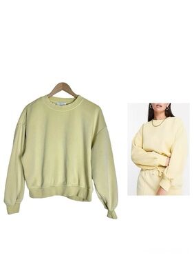 & Other Stories Cotton Crew Neck Sweater in soft yellow Size Small